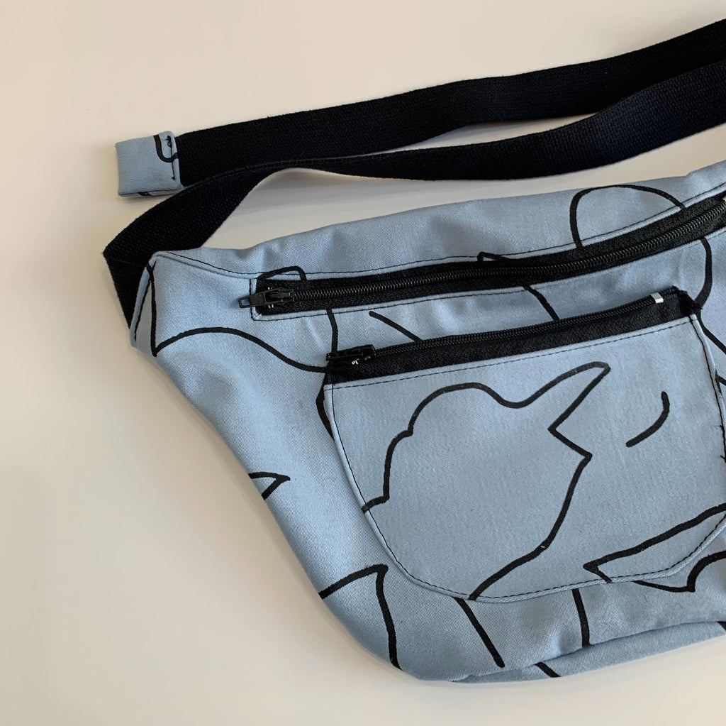 Waist Bag - Blue and Black Pattern