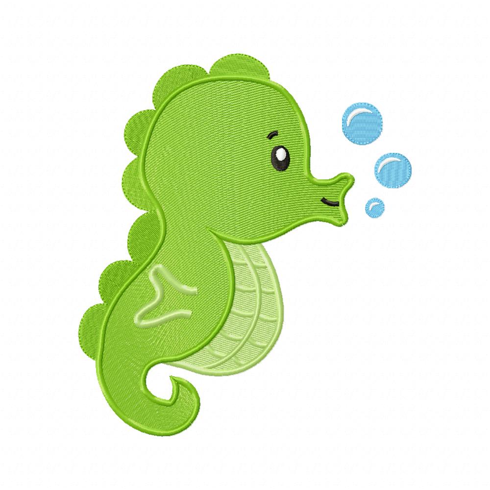 Seahorse - Fill Stitch - 4x4 5x5 6x6 7x7 – DooBeeDoo Embroidery Designs