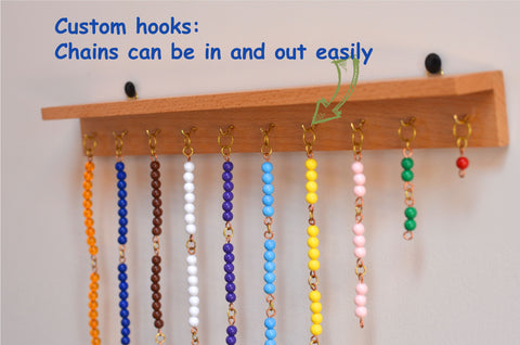 Montessori short bead chains custom wooden hanger