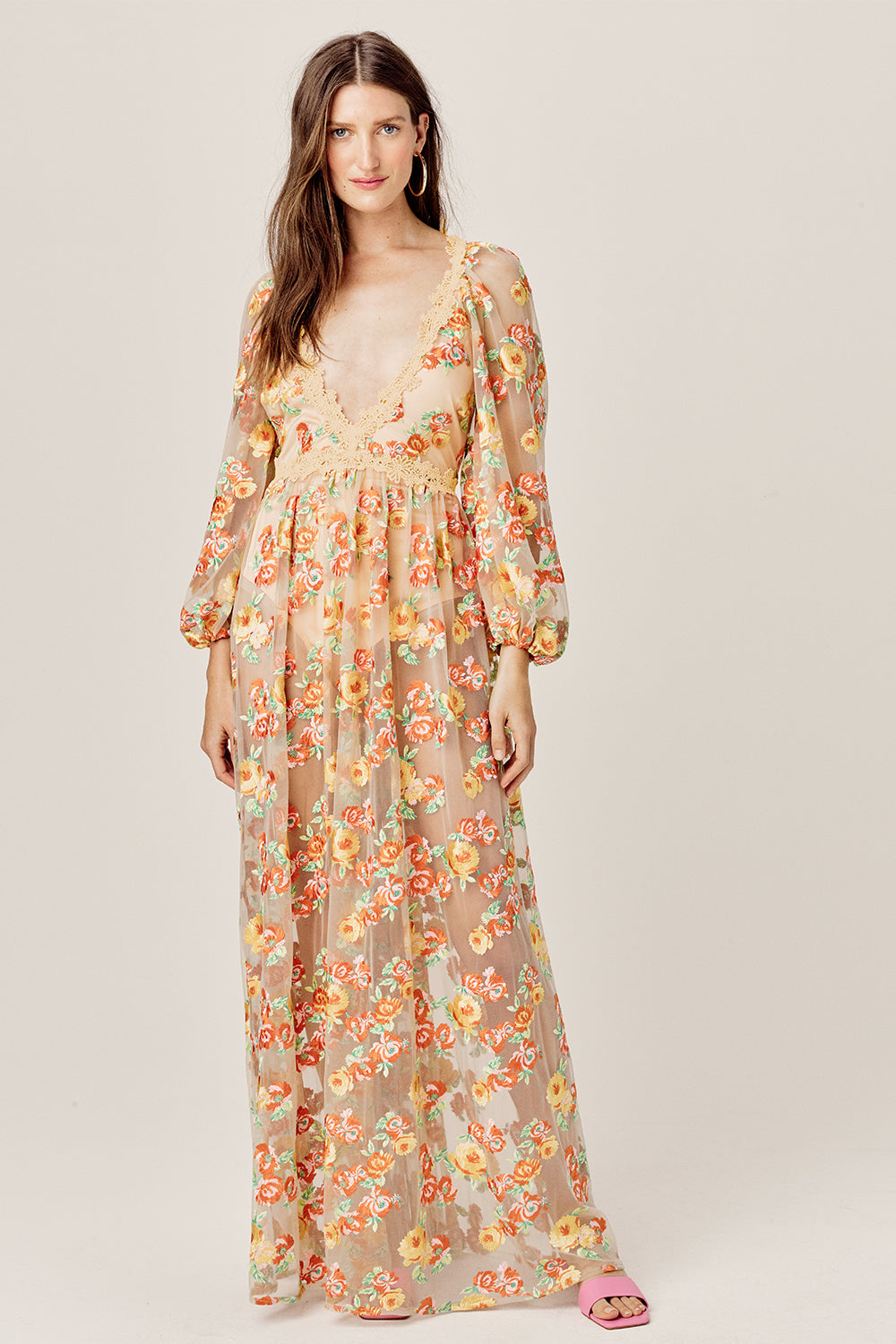 wildflowers embroidered maxi dress