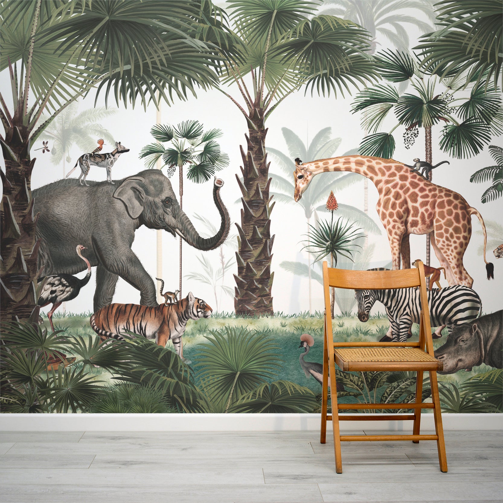 Minimalistic Animal Wallpaper Wild Safari Animals Peel and Stick Wallpaper Kids Animal Themed Removable Wallpaper