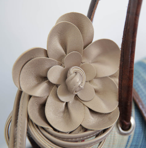 Champagne leather flower belt with string tie