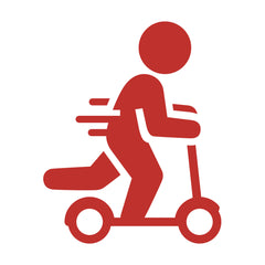 person moving on scooter icon in red