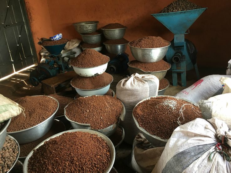 Buckets of roasted shea