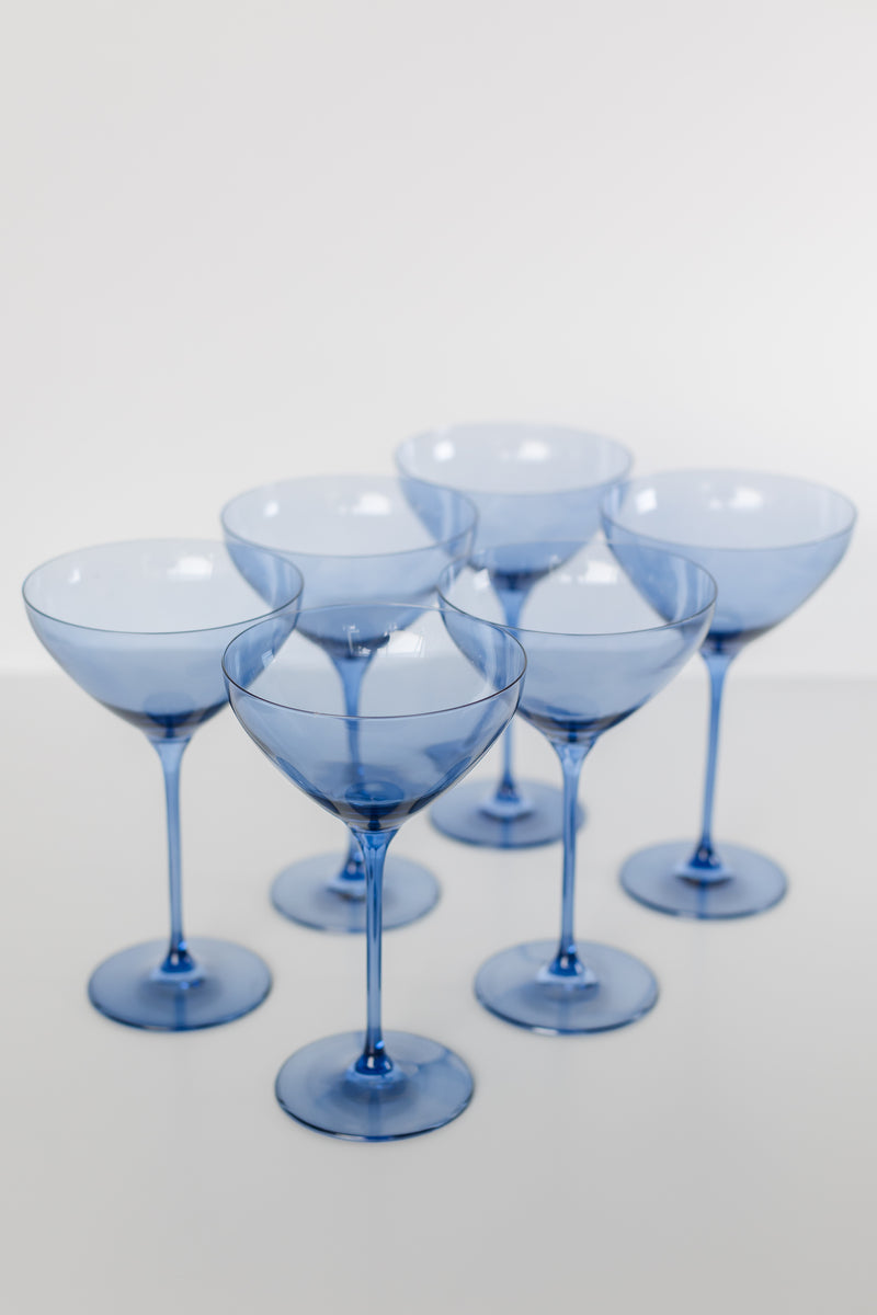 Details about   5 SWIRLINE Cobalt Blue Swirl Martini Cosmopolitan Glass 6 5/8" Excellent Cond! 