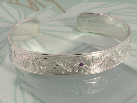 hand engraved sterling silver ladies cuff bangle handmade