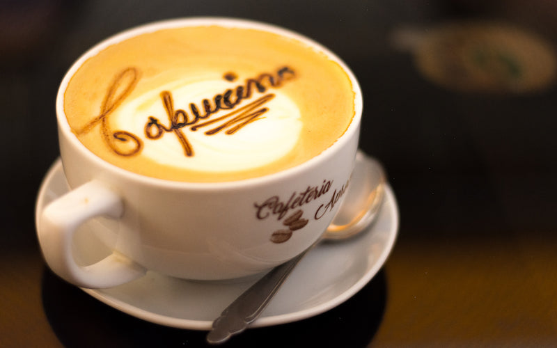 A cappuccino in a ceramic cup