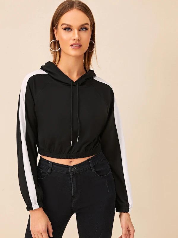 drawstring crop hoodie