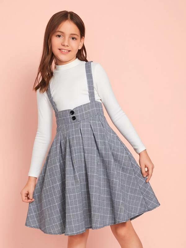 button front pinafore dress