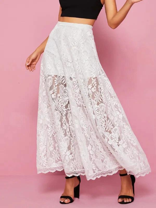 lace overlay maxi skirt