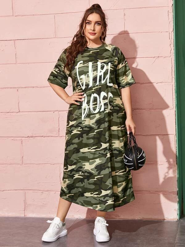 camo t shirt dress plus size