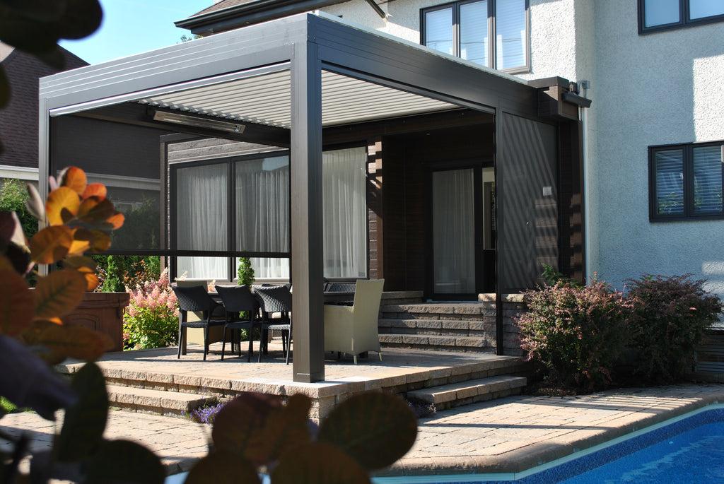 Louvered Pergola Dark Bronze with White blades