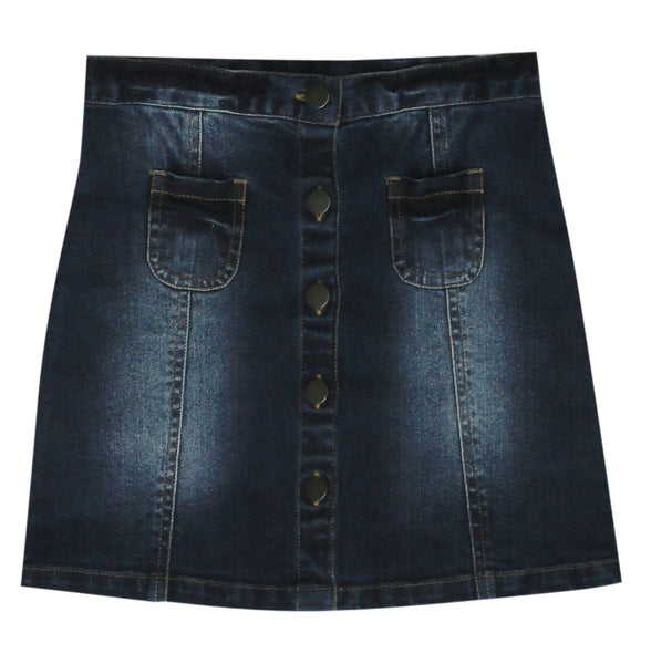 button down blue jean skirt