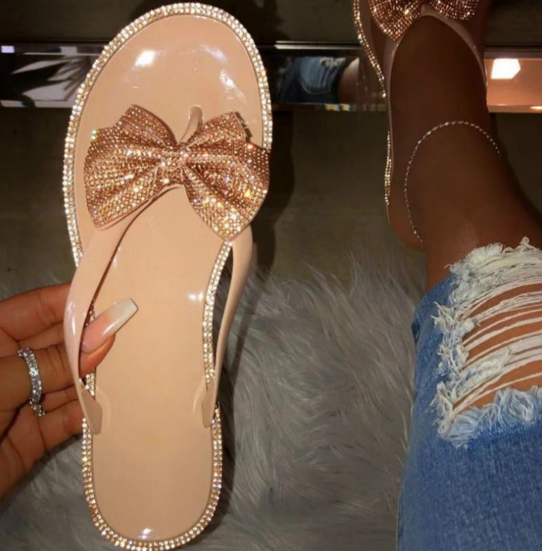 diamond bow sandals