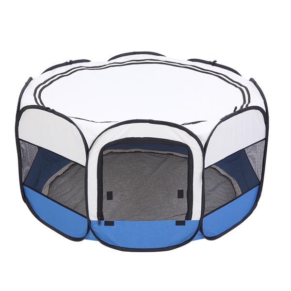HOBBYZOO 45" Portable Foldable 600D Oxford Cloth & Mesh Pet Playpen Fence with Eight Panels Blue