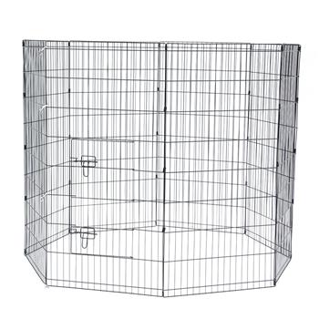 48" Tall 8-Panel Metal Wire Fence - Black