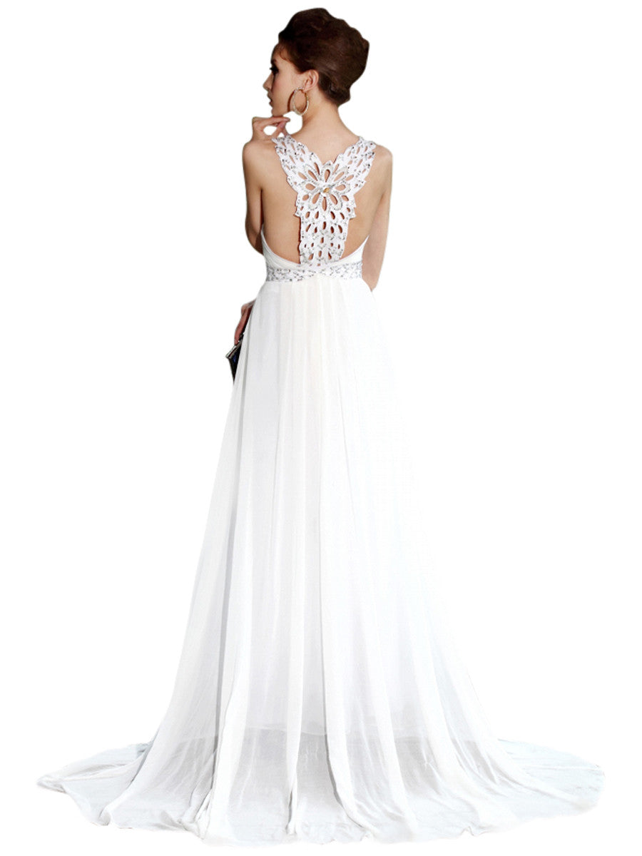 Ivory V Neck Wedding Dress With Crystal Embellishments 30355 Elliot Claire London 9153