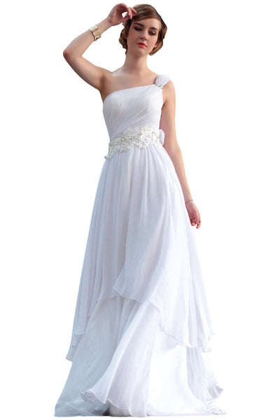 Ivory Asymmetric Boho Chiffon Wedding Dress 30665 Elliot Claire London 