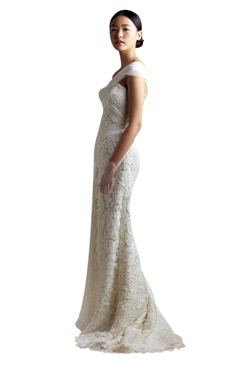 Ivory Lace Long Wedding Dress 63230 Elliot Claire London 