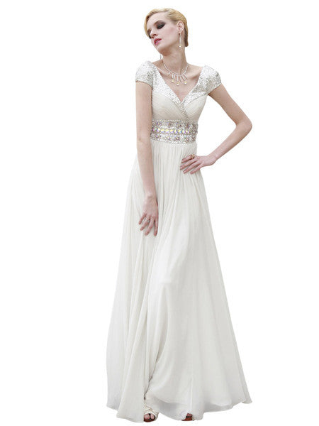 Ivory Empire Wedding Dress With Pearl Embellished Belt 80696 Elliot Claire London 2127