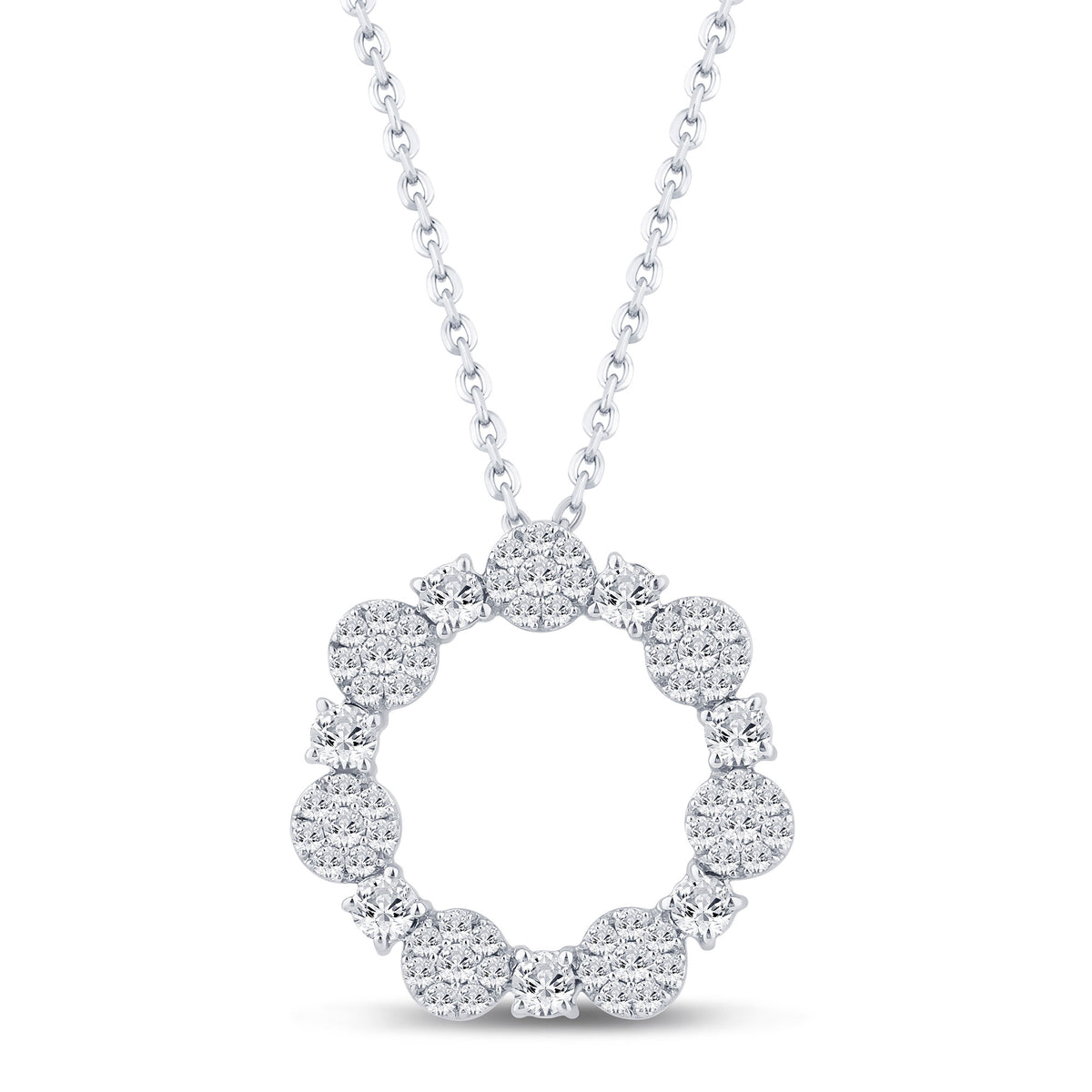 10K WHITE GOLD 1.25 CARAT REAL DIAMOND PENDANT NECKLACE WITH GOLD CHAIN