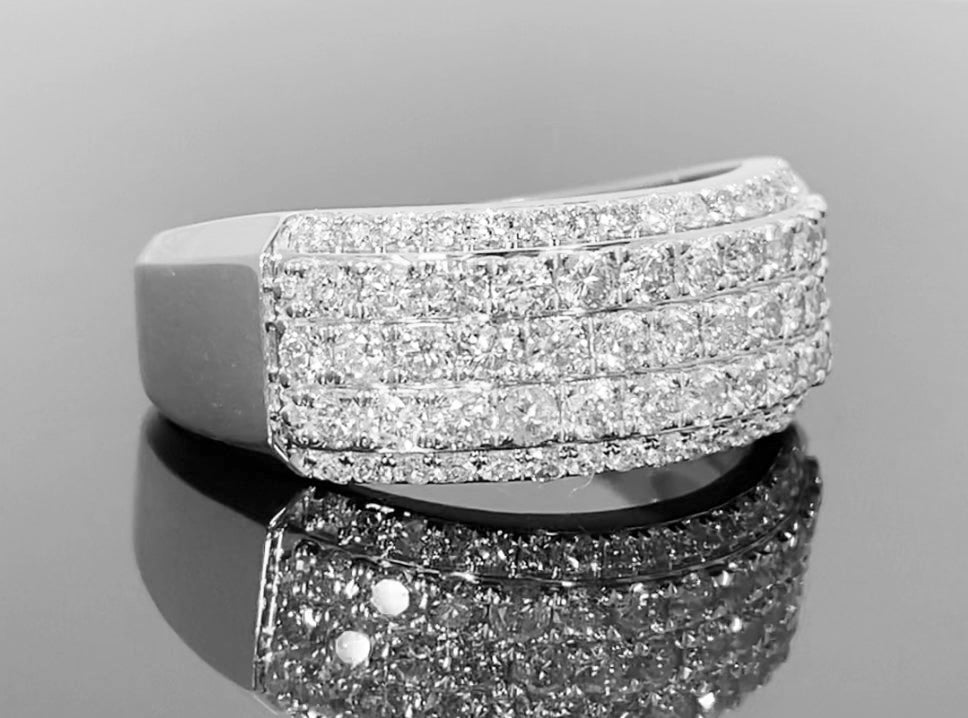 10K WHITE GOLD 1.50 CARAT MENS REAL DIAMOND ENGAGEMENT WEDDING PINKY RING BAND