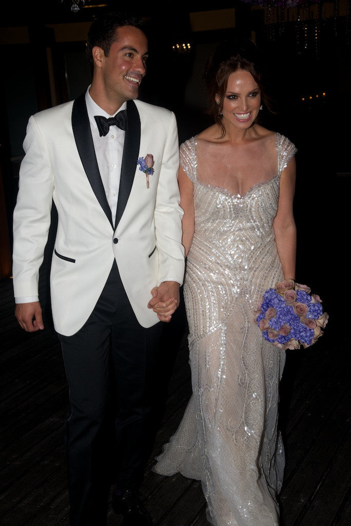 Manuel Mota Ventura Cap Sleeve Beaded Wedding Dress