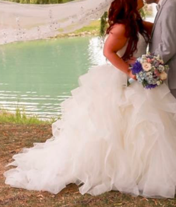 vera wang organza rosette wedding dress