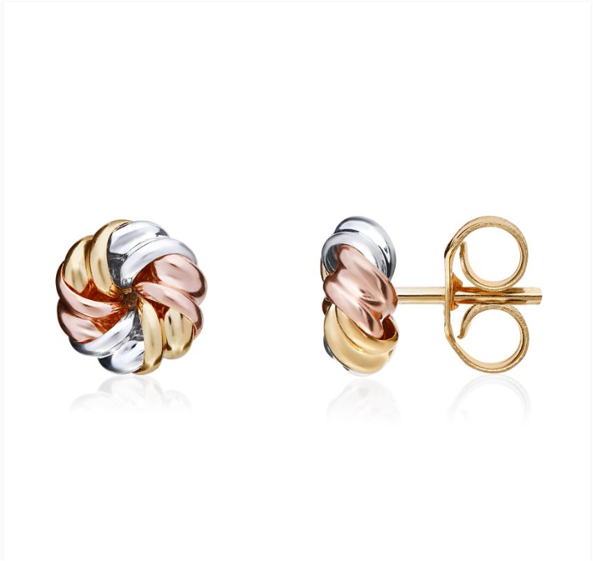 6mm*6mm 9ct Gold Ladies Knot Earrings