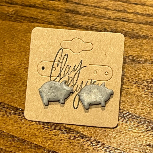 ClaySlayxAutria Concrete Pig Stud Earrings