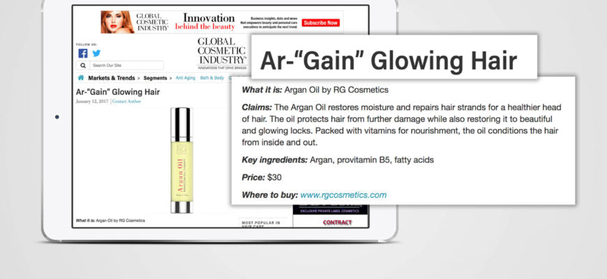 RG COSMETICS ARGAN OIL - GLOBAL COSMETIC INDUSTRY