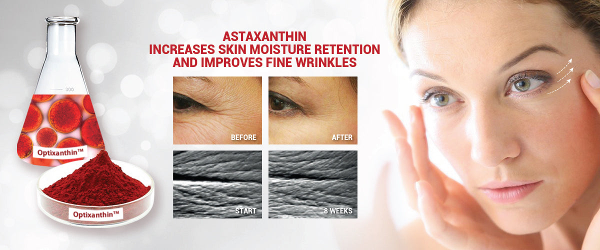 Optixanthin astaxanthin increase skin moisture retention and improves fine wrinkles