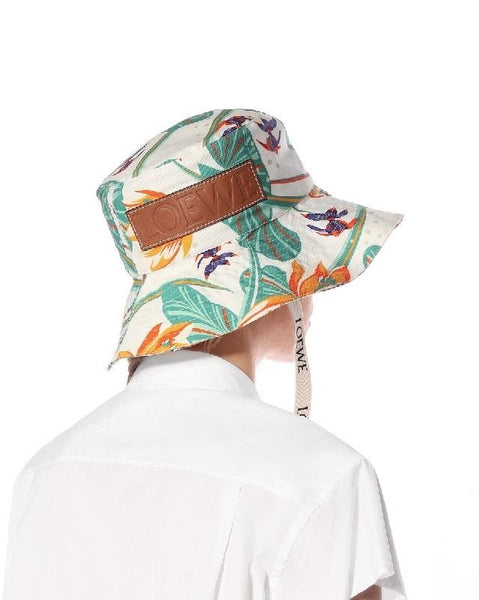 Loewe Paula's Ibiza Waterlily Print Cotton Bucket Hat In Multicoloured