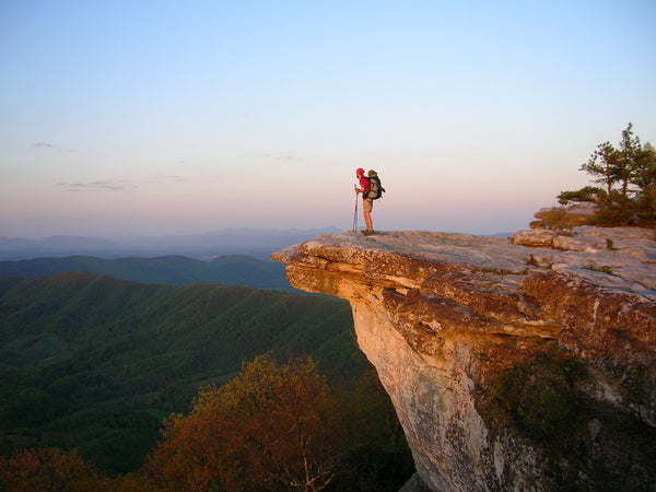 a hiker overlooking an Appalachian valley