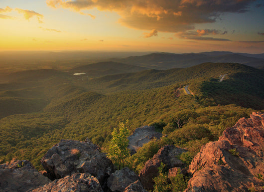 bird's eye view of the Appalachian Trail at sunset