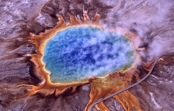 a geothermal bubbling pool of water