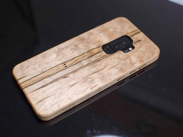 Figured Ambrosia Maple Wood Case for Samsung Galaxy S9 Plus Kerf Case
