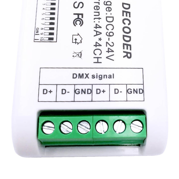 LED RGBW DMX 512 Controller Decoder Dimmer 4 Kanal Channel 16A 4x4A Stripe Light 