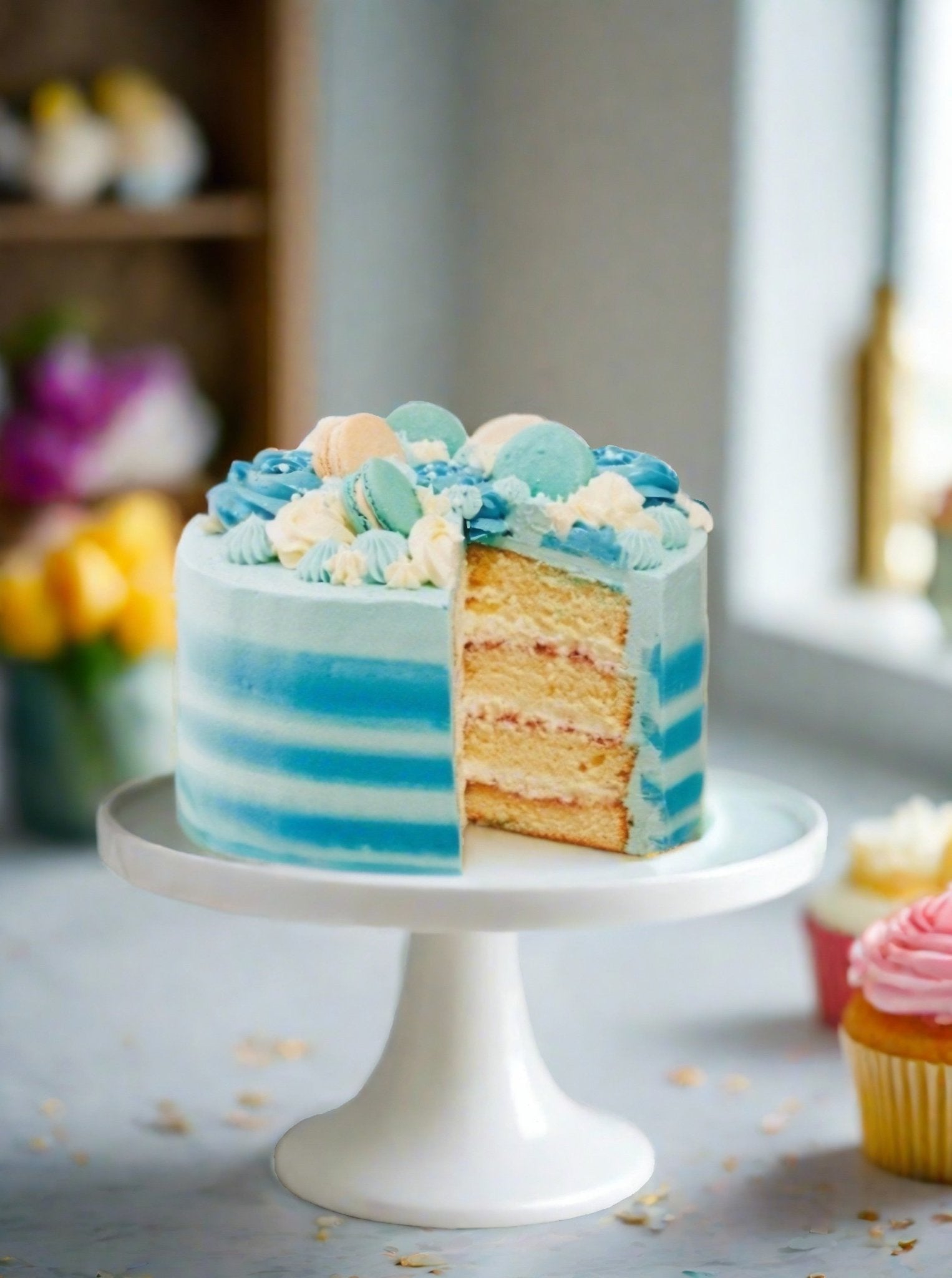 Blue Candy Stripe Gateau