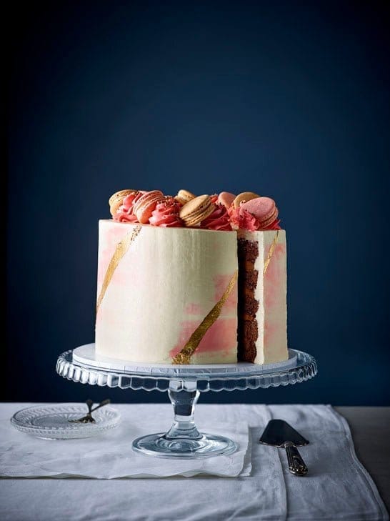 Gold Leaf & Pink Marble Wedding Cake Package (Chocolate Sponge)