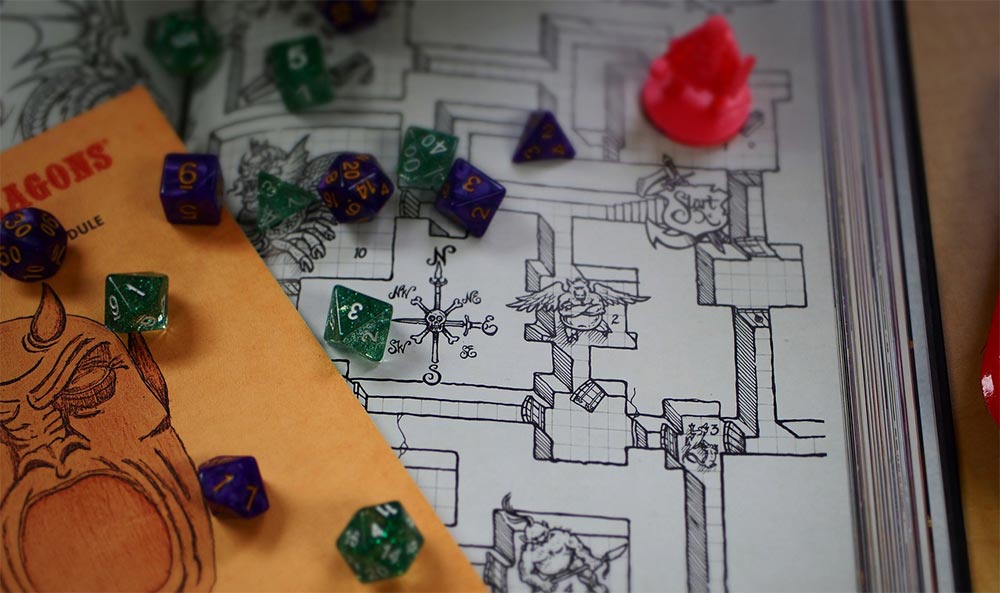 Tabletop role-playing game set up of dungeons and dragons