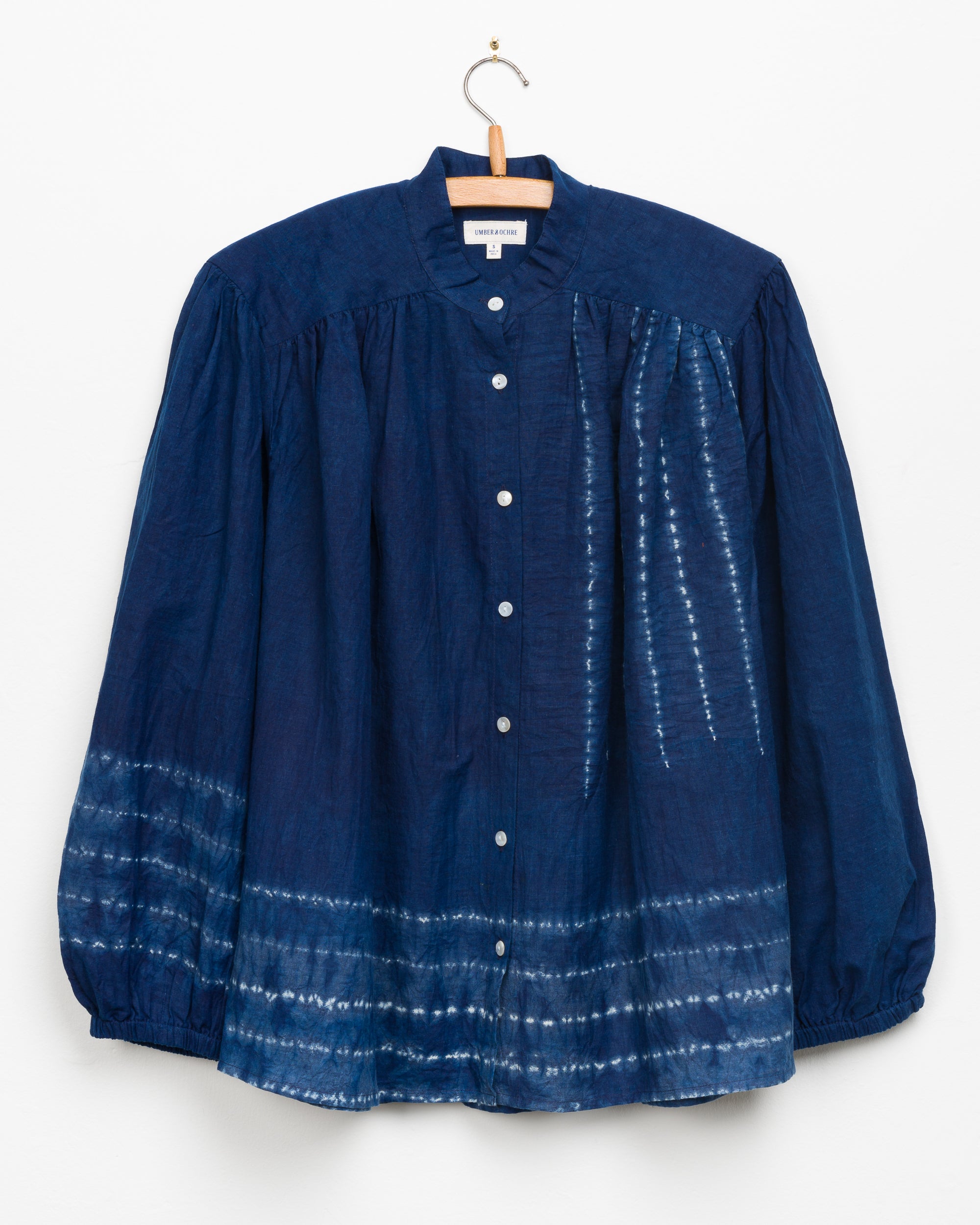 Sabrina Top in Indigo Stripe Border Shibori MW