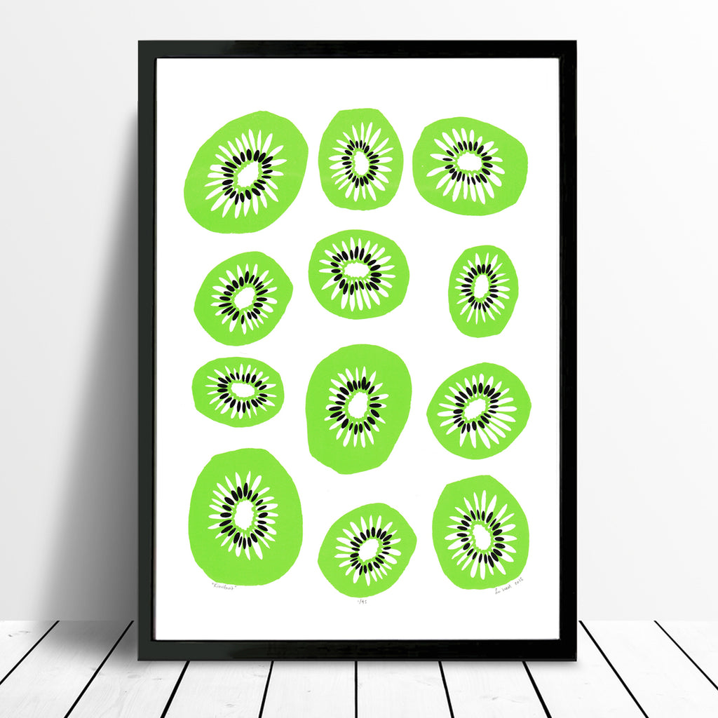 Kiwifruit Limited Edition Screen Print in Pantone Colour of the Year 2017 Greenery