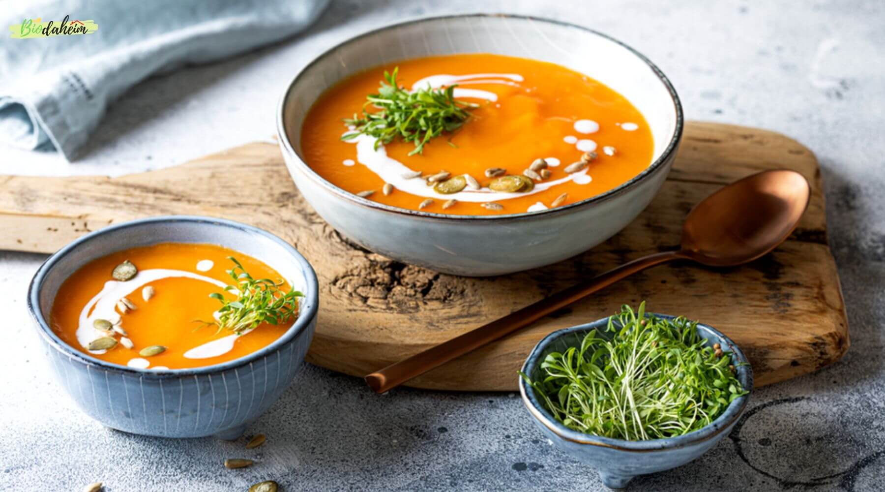Cremige Karottensuppe mit Microgreens – BIODAHEIM