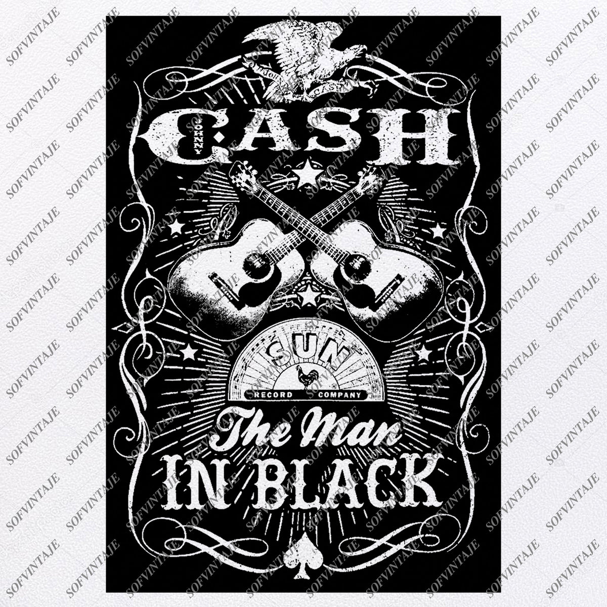 Johnny Cash Svg File-Johnny Cash Svg Design-Clipart-Singer Actor guita