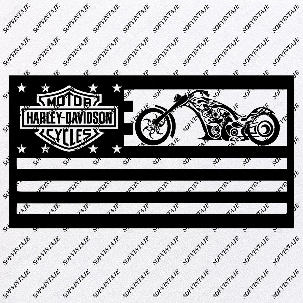 Usa Flag Harley Davidson Svg File Motorcycle Harley Davidson Svg D