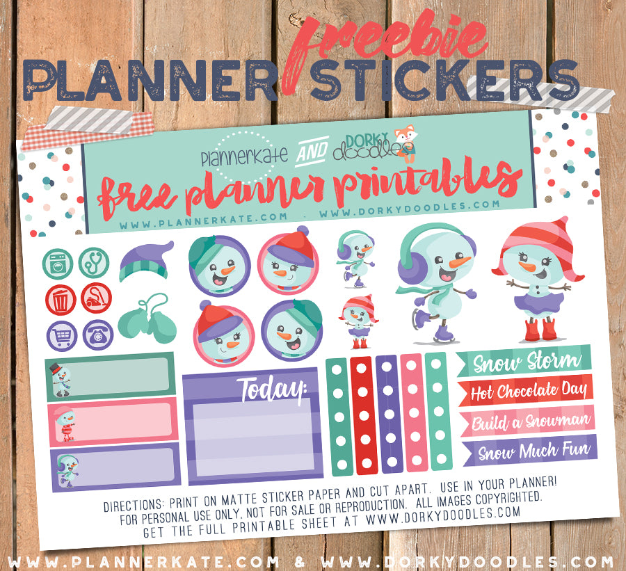 Free Snowman planner stickers