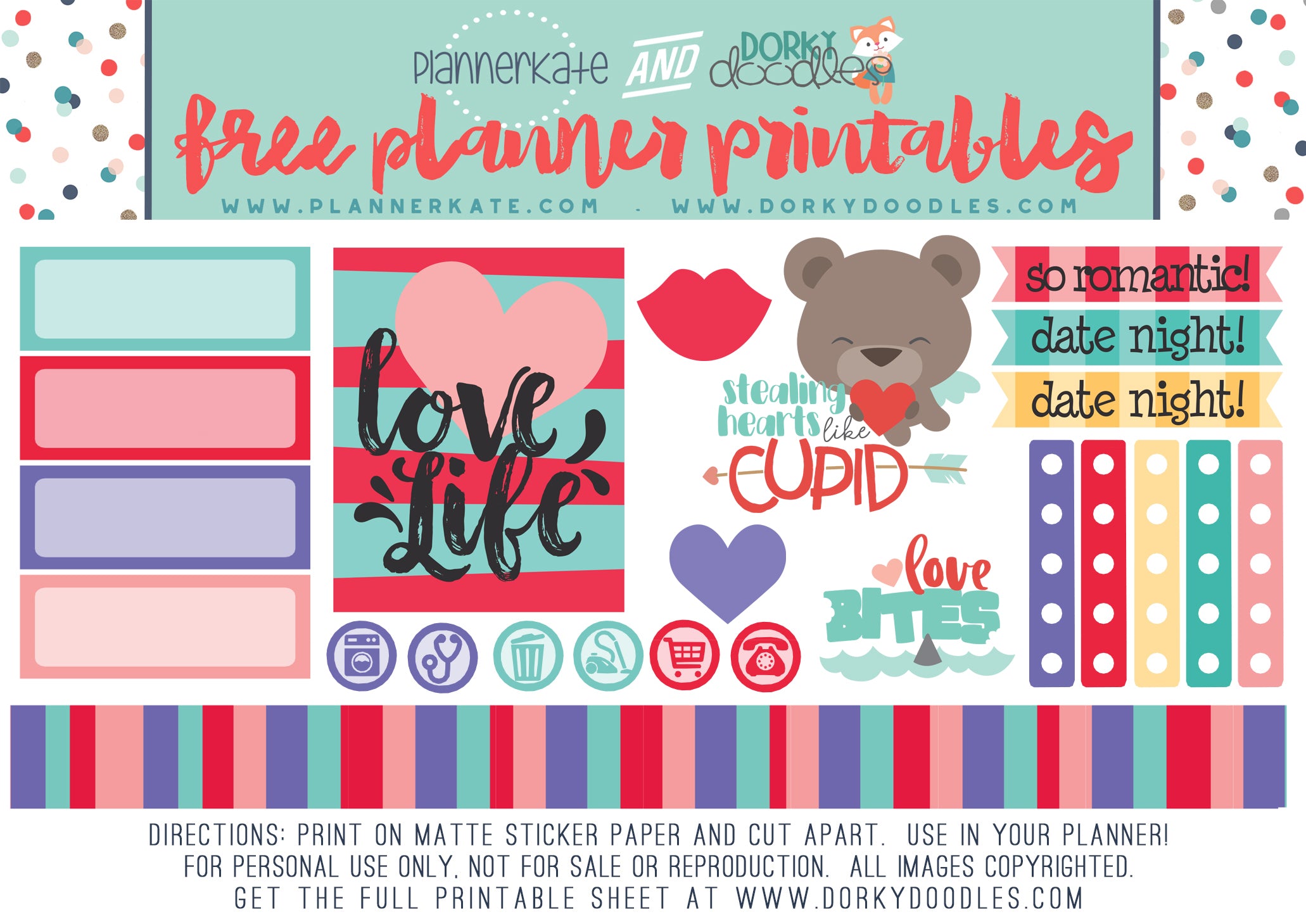 free valentine planner stickers printable