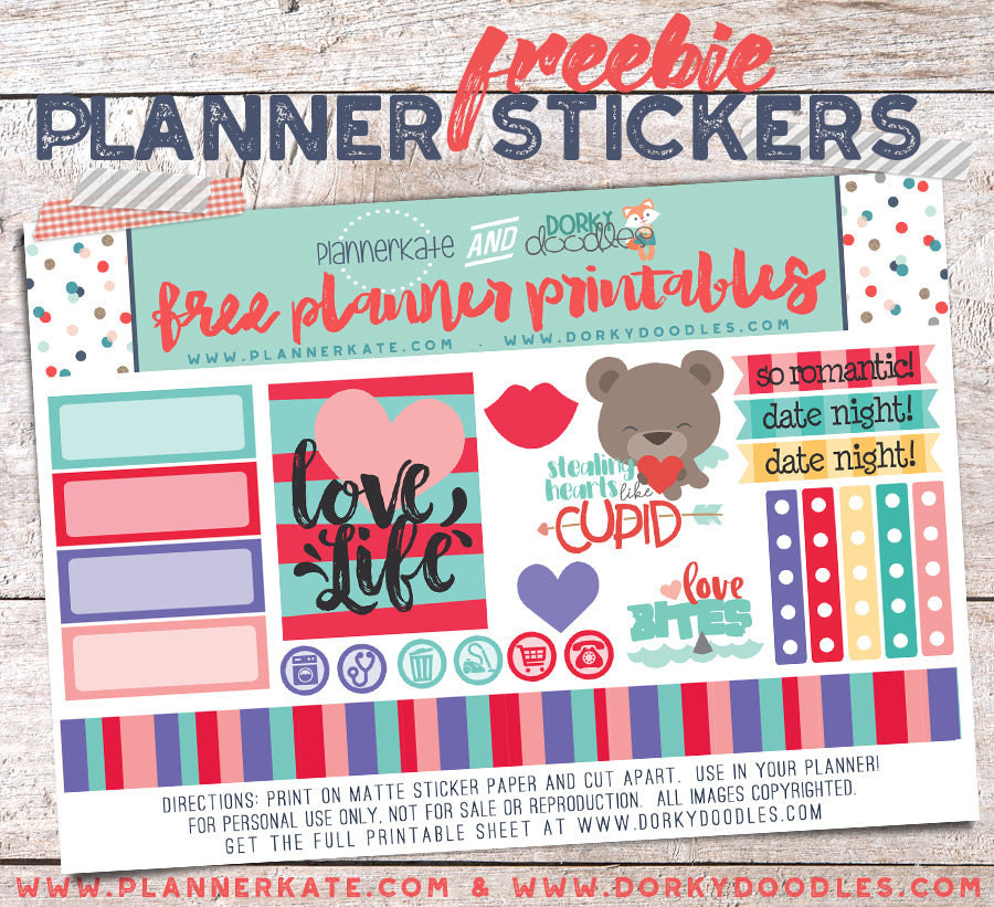 free valentine planner stickers