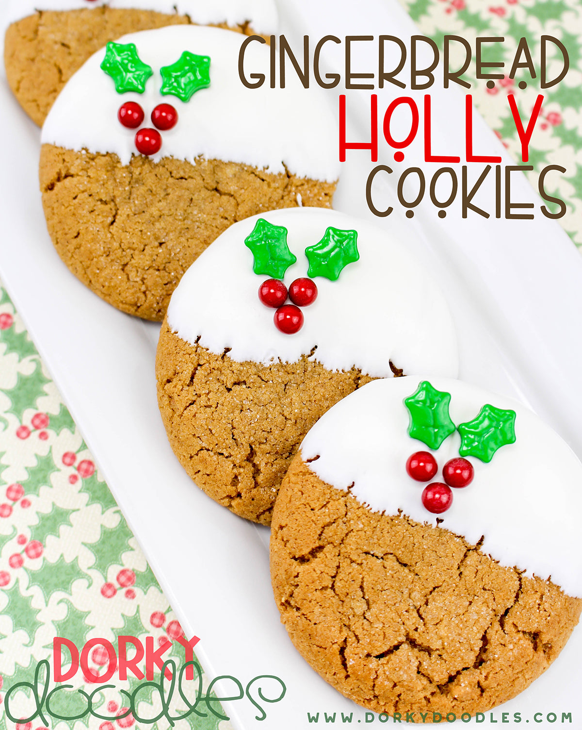 gingerbread holly Christmas cookies recipe